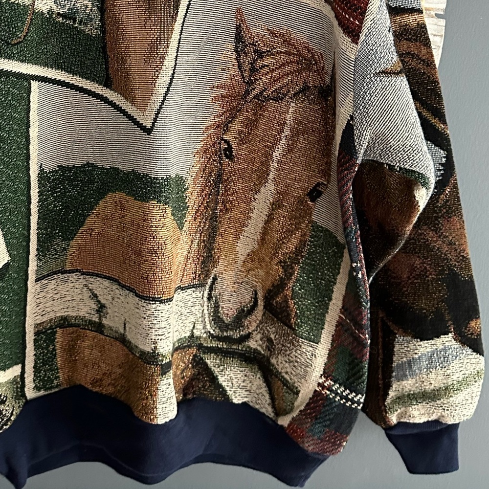 VTG Western Horse Woven Sweatshirt Sweater - Picture 9 of 10